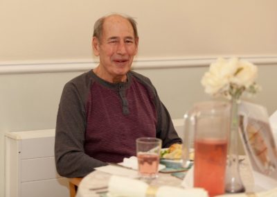 One of our gentleman about to enjoy lunch in the Dining Room at Lukestone Care Home.