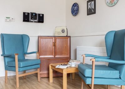 Our authentically decorated 1960s Lounge at Lukestone Care Home.