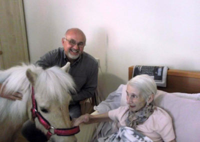 Pinky the pony visiting residents at St Winifreds Care Home