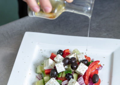 Chef Cosmin Cristea’s beautifully presented greek salad with feta cheese and olives