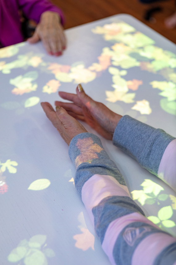 The magic table provides lots of interactive fun for residents, while promoting hand-eye co-ordination, socialising and cognitive function