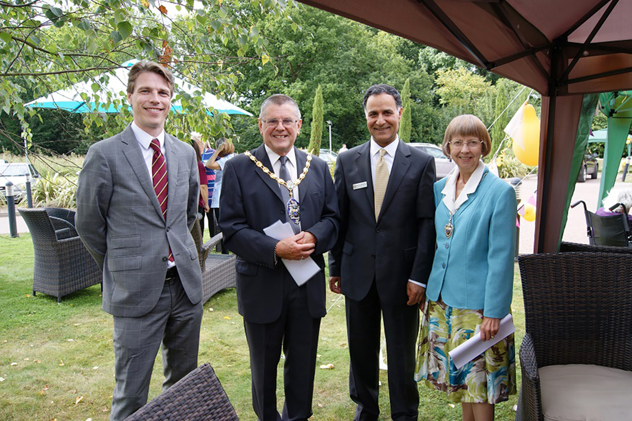 Martin Barrett (Managing Director) and Mario Taherian (Princess Christian Manager) with the Mayor for the Home's Investors In People Gold Award presentation in 2016