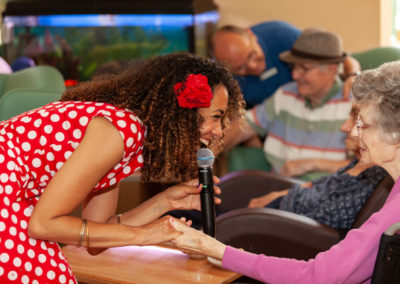 Residents who enjoy music and singing love Najwa – a wonderful singer and sound therapist