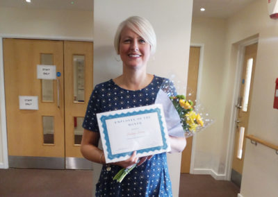 Receptionist Lindsey at Hengist Field received Employee of the Month Award