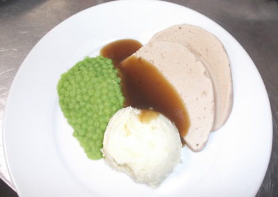 A puréed meal at St Winifreds Care Home presented using special food moulds