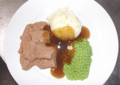 A puréed meal at St Winifreds Care Home presented using special food moulds