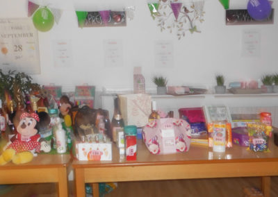 A variety of tombola raffle prizes at Woodstock Residential Care Home