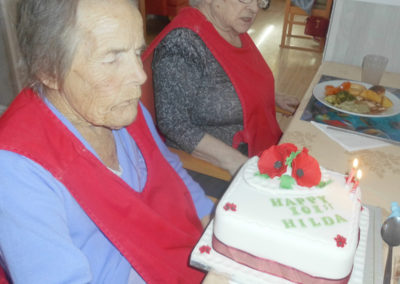 Resident Hilda at Woodstock Residential Care Home celebrating her 101st birthday onSunday 11 November