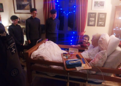 The local Air Cadets visited a Hengist Field resident in her room