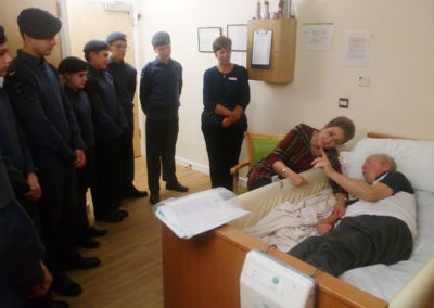 The local Air Cadets visited a Hengist Field resident in his room