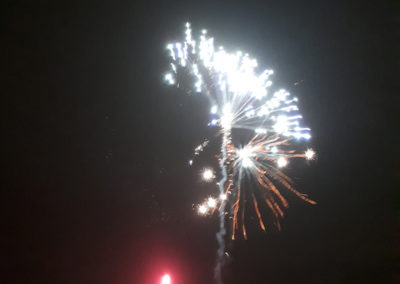 Meyer House Care Home rocket fireworks exploding in the night sky
