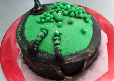 A witch and swamp inspired homemade Halloween cake