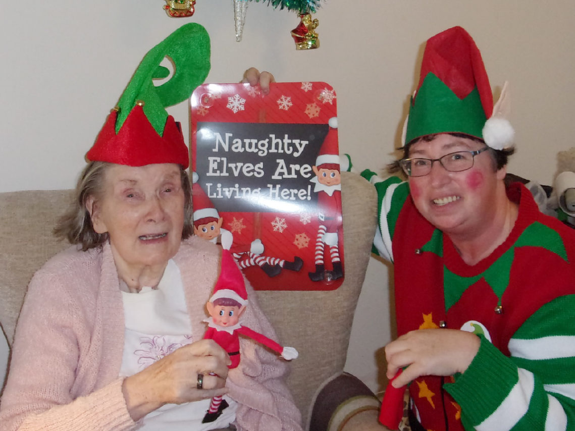 Staff and residents at Loose Valley Care Home dressed up for Elf Day