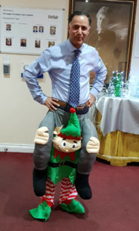 Princess Christian Care Home Manager Mario, in an elf fancy dress costume