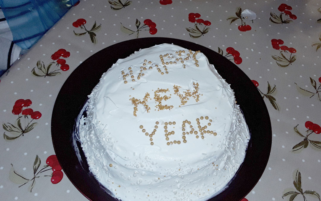 Making cake for New Year at Lulworth House Residential Care Home