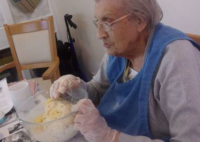 A Loose Valley resident kneading the cheese scone mixture