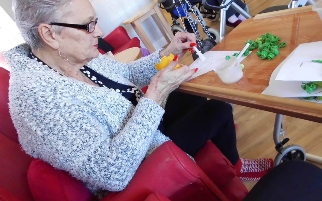Woodstock Residential Care Home residents make St Patricks Day crafts