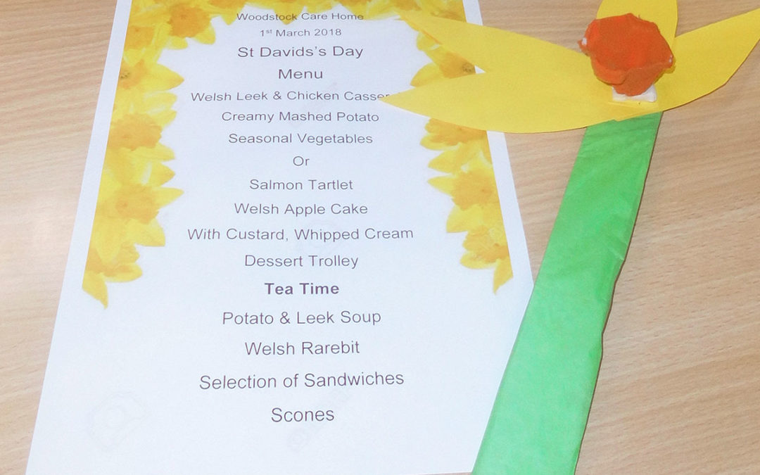 Special St Davids Day Menu at Woodstock Residential Care Home
