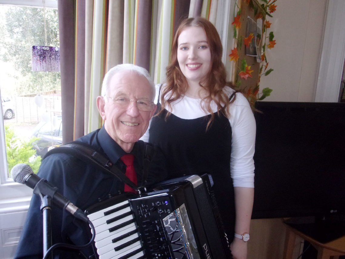 Singer and accordionist PJ and Rose at Loose Valley Care Home