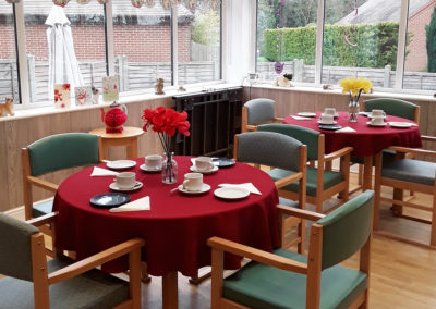 Tables set for Mother's Day afternoon tea at the Old Downs Residential Care Home