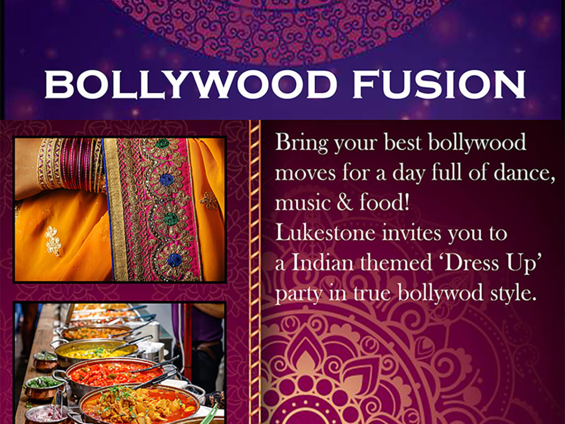 Poster promoting Lukestone's Bollywood themed party