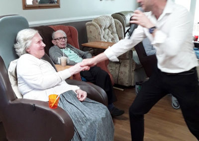 Singer Kevin Walsh entertains residents at Meyer House Care Home 5