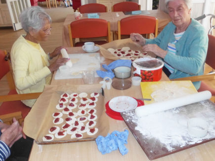 Making jam tarts together at Woodstock Residential Care Home
