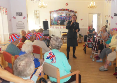 Wartime singer Jasmine, singing in the lounge at Woodstock Residential Care Home