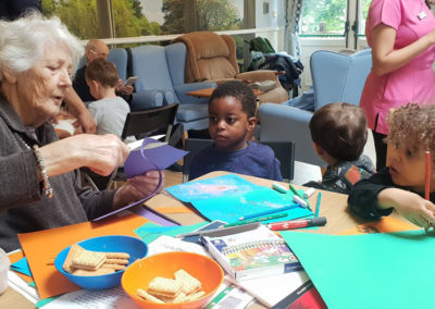 Arts and crafts with Cece's Rainbow Kids at Lukestone Care Home 4