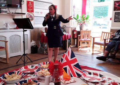 Singer Hayley singing in the lounge at Meyer House Care Home