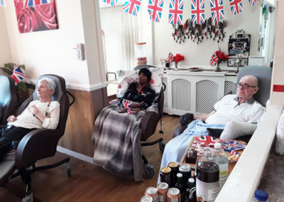 Residents in the lounge listening to singer Hayley