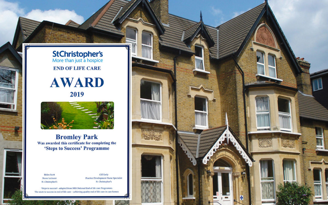 Bromley Park Care Home receives End of Life Care Award