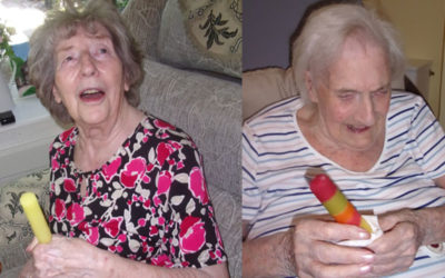 Ladies at Lulworth House enjoying ice lollies