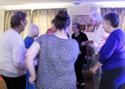 Staff and residents enjoying a disco at Bromley Park 1