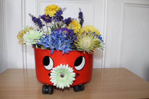 Themed garden planters at Sonya Lodge Residential Care Home