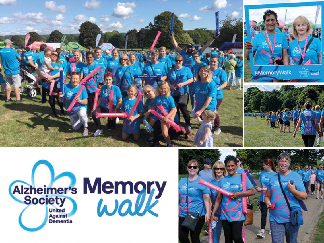 Nellsar staff and families walking the Memory Walk for the Alzheimer's Society