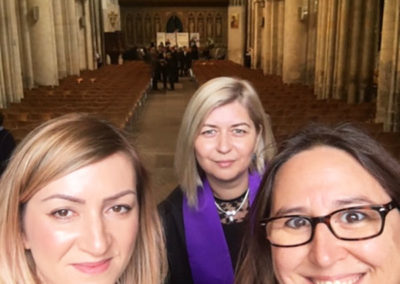 Abbotsleigh Care Home staff with their Manager inside Staff from Abbotsleigh Care Home inside Rochester cathedral with their Manager for a graduation ceremony