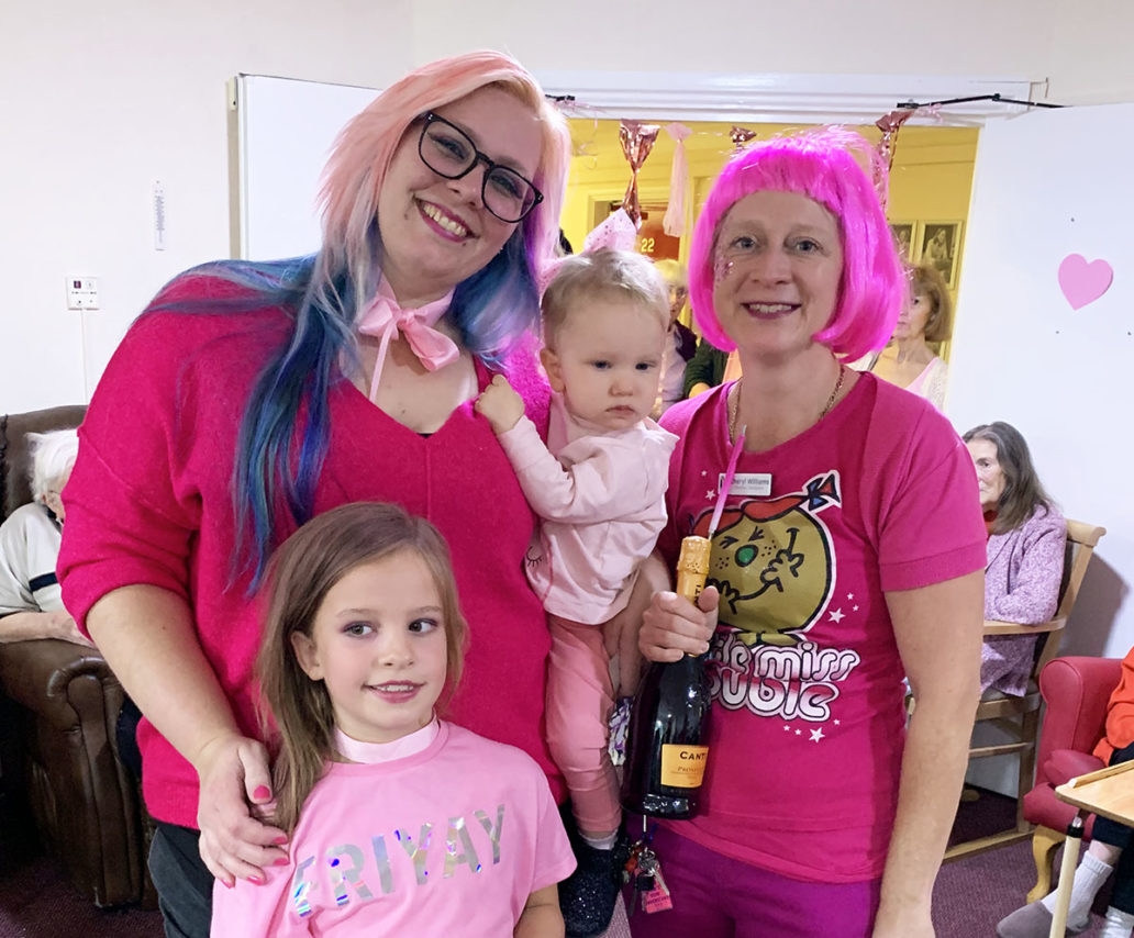Residents, staff and friends wear pink for breast cancer awareness at Lulworth House
