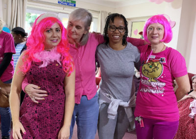 Residents, staff and friends at Lulworth House wear pink for breast cancer awareness