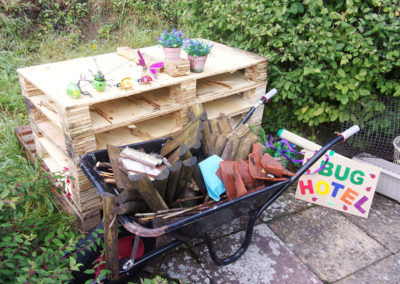 Loose Valley Care Home's Bug Hotel components, ready for building