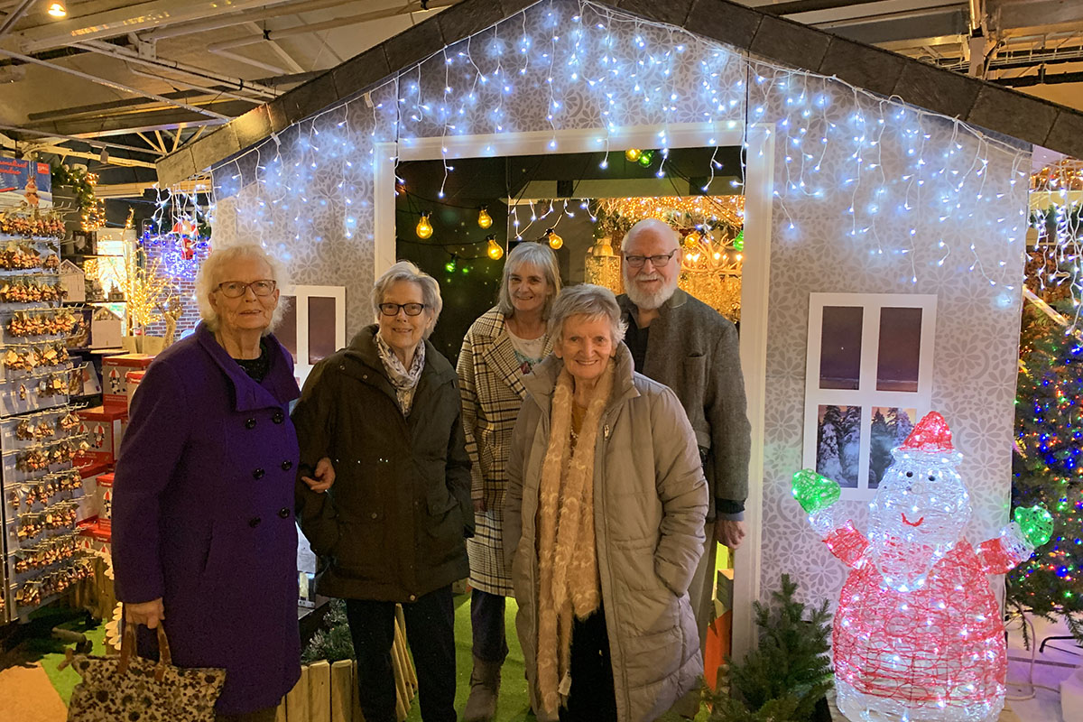 Lulworth residents at Notcutts Garden Centre by the festive decorations