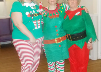 Staff at Sonya Lodge dressed up as Christmas elves