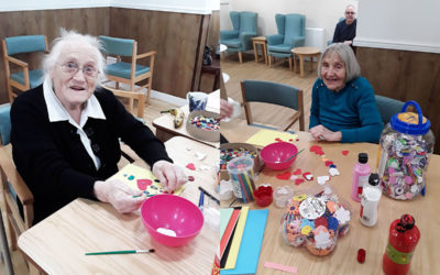 Valentine card making at Sonya Lodge Residential Care Home
