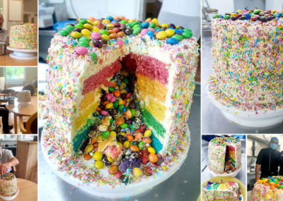Bromley Park Care Home's rainbow layered cake