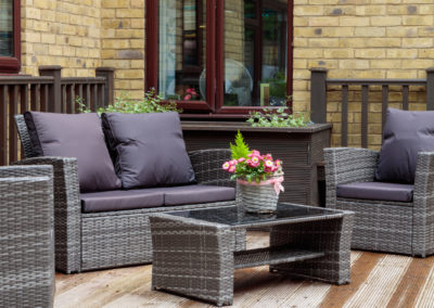 Our decked garden offers a cosy outdoor space