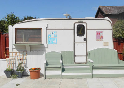 The Woodstock ice cream van in the back garden