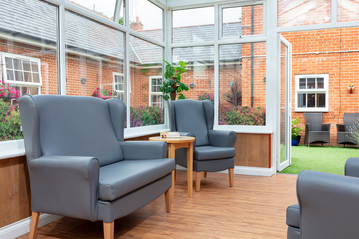 Conservatory lounge area in Princess Christian's Bisley Unit